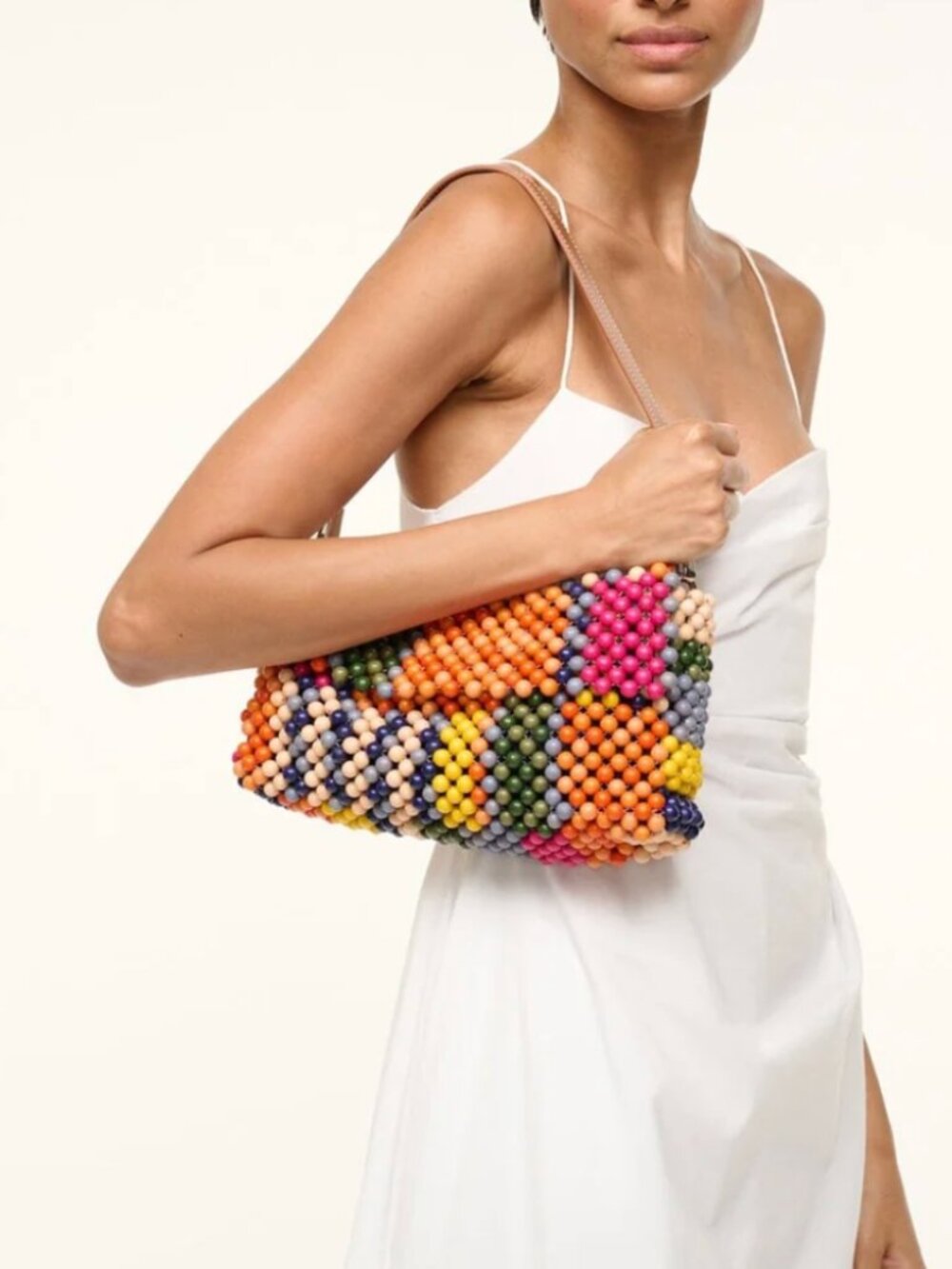 Staud Timmy Shoulder Bag Multi Bayadere Stripe